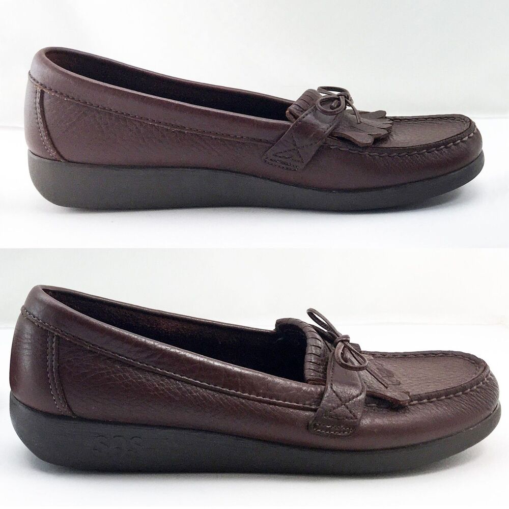 SAS Tripad Comfort Brown Leather Moccasin Toe Kiltie Loafers - Women's Size 10 S